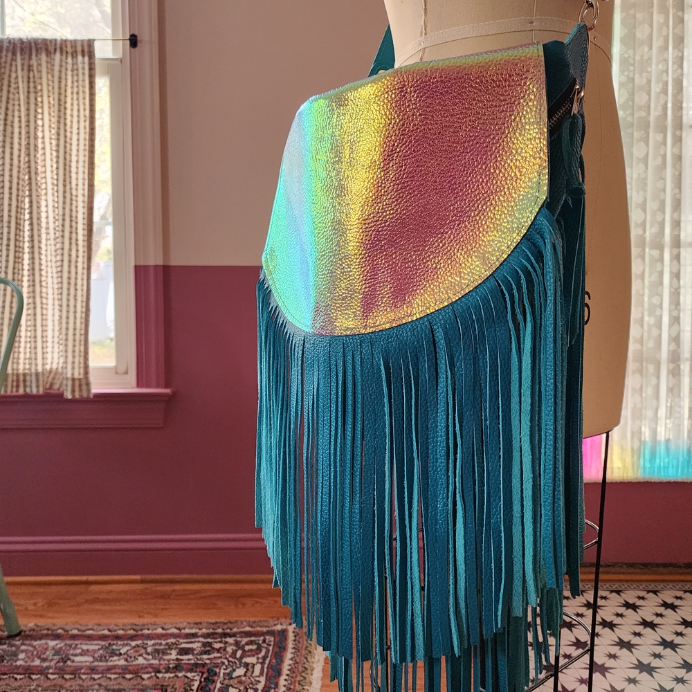 Iridescent Fringe Crossbody Bag